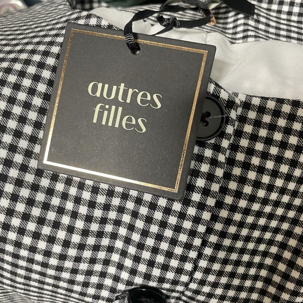 Autres Filles Gingham Vest Women’s S Black White Boxy Preppy Academia - Picture 6 of 7
